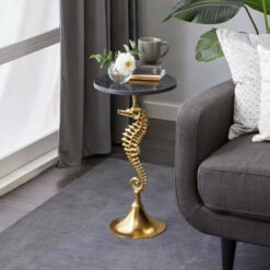Outlet 🎁 Studio 350 Gold Aluminum Coastal Accent Table 25 X 13 X 13 - 13 X 13 X 25Round 🤩