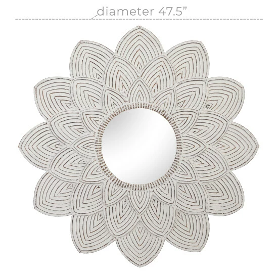 Cheapest โค๏ธ Studio 350 White MDF Vintage Wall Mirror 48 X 48 X 2 - 48 X 2 X 48Round ๐ - Image 4