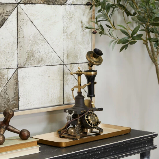 Promo 🔥 Studio 350 Gold Metal Vintage Telephone - 8 X 8 X 15 🔥