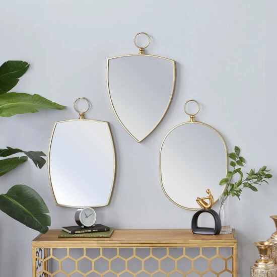 Promo ❤️ Studio 350 Gold MDF Traditional Wall Mirror (Set Of 3) - 15 X 2 X 24 🤩