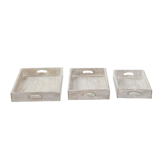 Best reviews of 🎉 Studio 350 White Wood Farmhouse Tray (Set Of 3) - 20 X 14 X 3 🔥 - Image 3