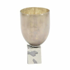 Buy 🔥 Studio 350 Contemporary 17 X 9 Inch Glass And Aluminum Candle Holder 🔔