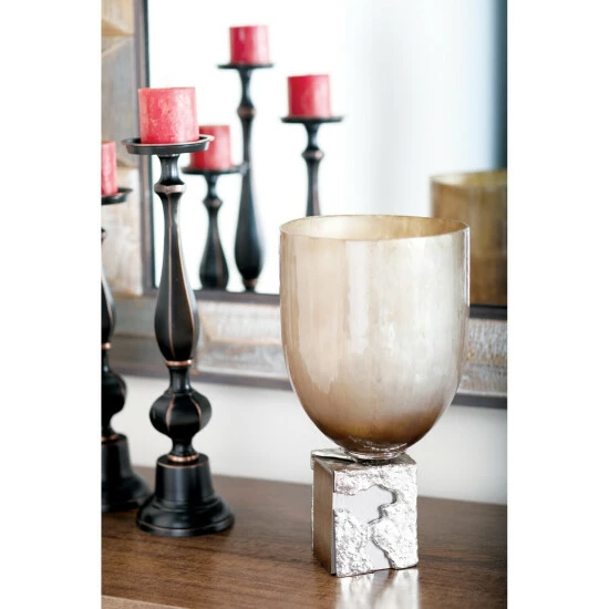 Buy 🔥 Studio 350 Contemporary 17 X 9 Inch Glass And Aluminum Candle Holder 🔔 - Image 6