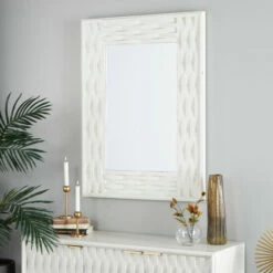 Wholesale 🛒 Studio 350 White MDF Contemporary Wall Mirror - 32 X 2 X 41 ⌛