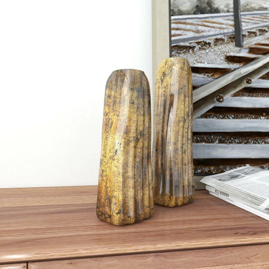 Best Sale 🥰 Studio 350 Brown Glass Contemporary Vase (Set Of 2) - 5 X 4 X 15 ✨ - Image 3