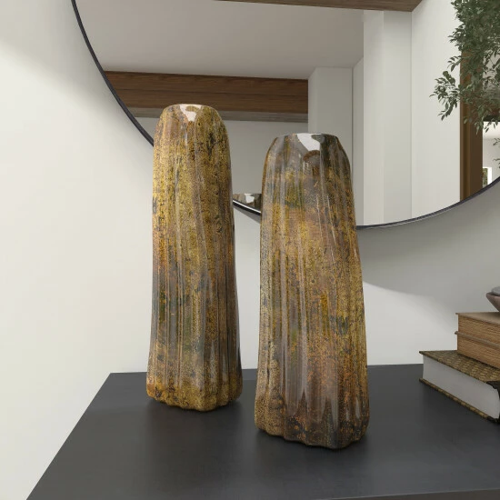 Best Sale 🥰 Studio 350 Brown Glass Contemporary Vase (Set Of 2) - 5 X 4 X 15 ✨ - Image 5