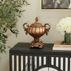 Outlet 🌟 Studio 350 Bronze Polystone Traditional Decorative Jar 13 X 12 X 8 🔔