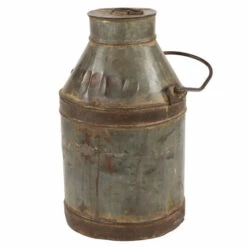 Coupon 👏 Studio 350 Antique Silver And Rusted Metal Milk Drum With Lid From India 11.5 X 19.5 - 12 X 12 X 20 🎁