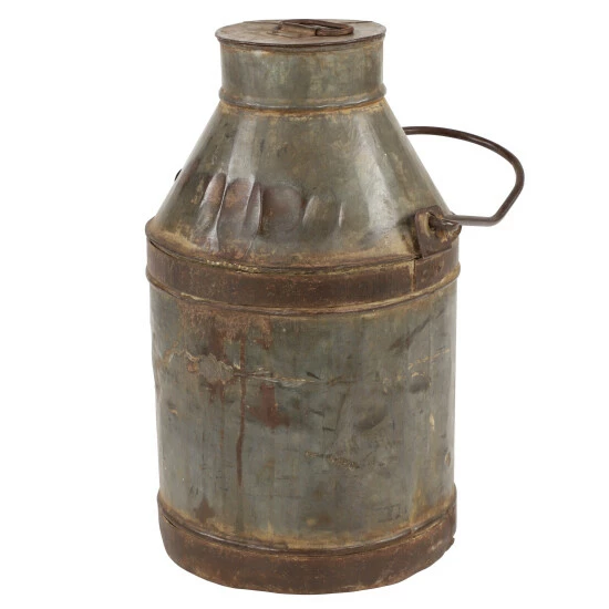 Coupon 👏 Studio 350 Antique Silver And Rusted Metal Milk Drum With Lid From India 11.5 X 19.5 - 12 X 12 X 20 🎁