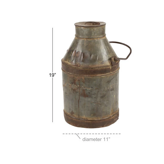 Coupon 👏 Studio 350 Antique Silver And Rusted Metal Milk Drum With Lid From India 11.5 X 19.5 - 12 X 12 X 20 🎁 - Image 8