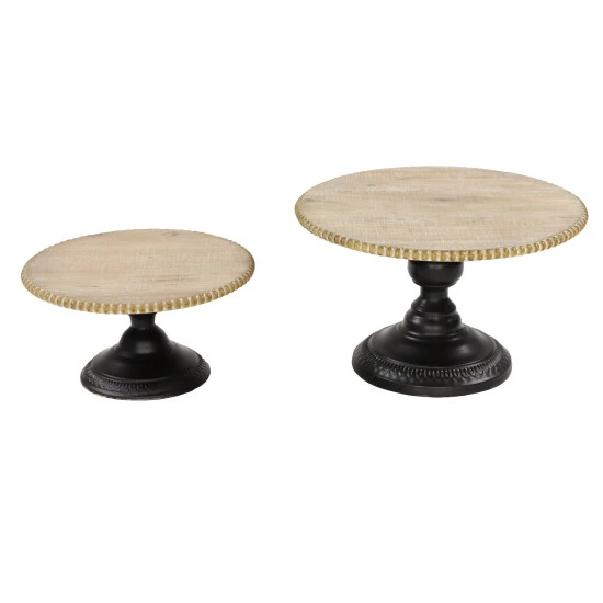 Deals 👏 Studio 350 Light Brown Wood Rustic Cake Stand (Set Of 2) - 13 X 13 X 8Round 🔔 - Image 3
