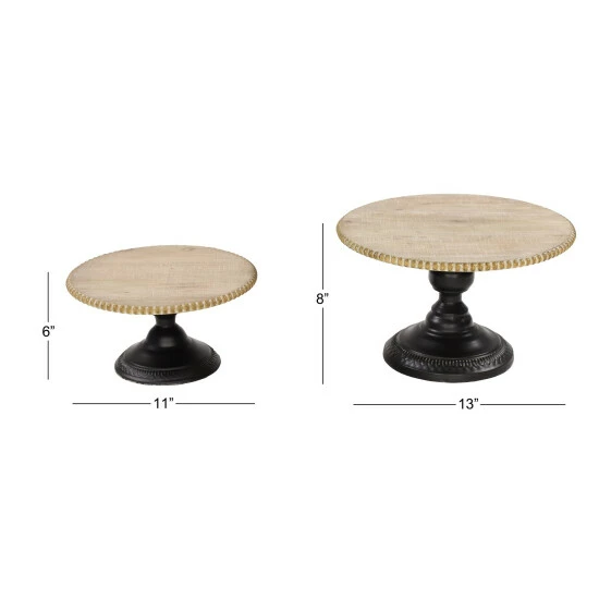 Deals 👏 Studio 350 Light Brown Wood Rustic Cake Stand (Set Of 2) - 13 X 13 X 8Round 🔔 - Image 5