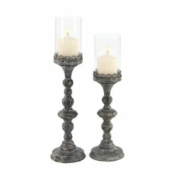 Cheapest 🔔 Studio 350 Grey Metal Natural Candle Holder Set Of 2 21 X 5 X 5 White 🥰