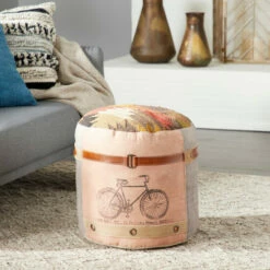 Hot Sale ✨ Studio 350 Multi Canvas Bohemian Pouf Boston 19 X 17 X 17 - 17 X 17 X 19Round 😉
