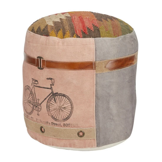 Hot Sale ✨ Studio 350 Multi Canvas Bohemian Pouf Boston 19 X 17 X 17 - 17 X 17 X 19Round 😉 - Image 3