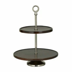 Best deal 🌟 Studio 350 Brown Wood Modern Tiered Server Brown/gold 😀