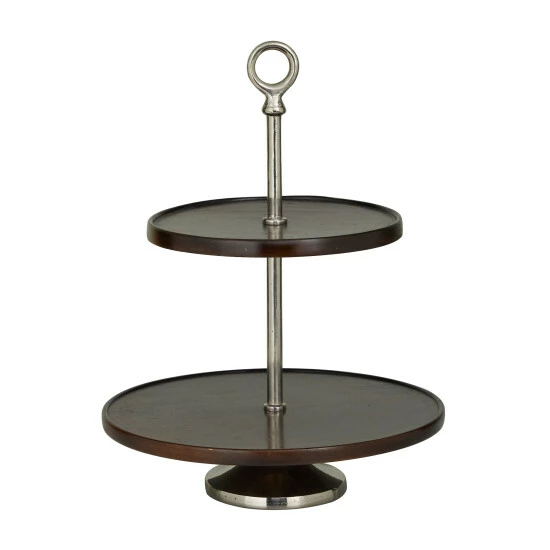Best deal 🌟 Studio 350 Brown Wood Modern Tiered Server Brown/gold 😀