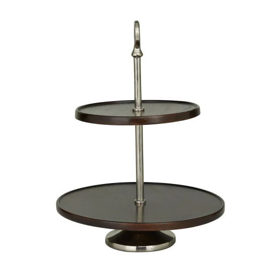 Best deal 🌟 Studio 350 Brown Wood Modern Tiered Server Brown/gold 😀 - Image 2