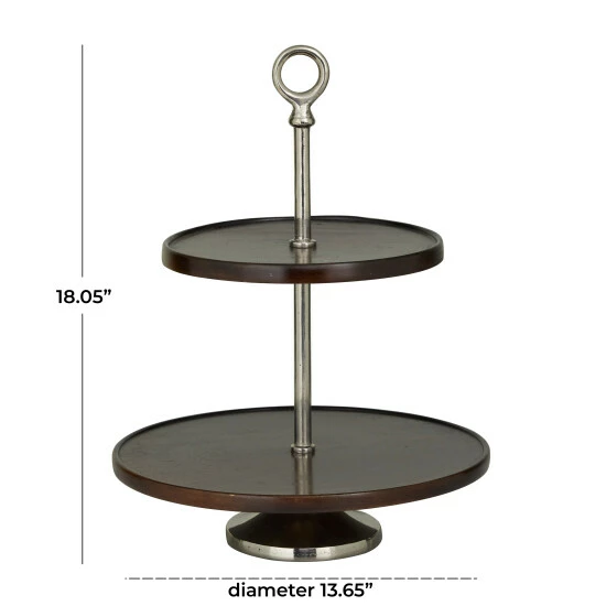 Best deal 🌟 Studio 350 Brown Wood Modern Tiered Server Brown/gold 😀 - Image 4