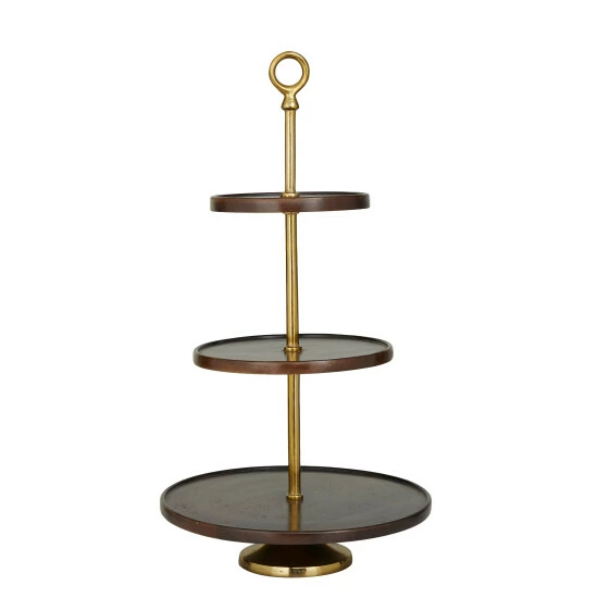 Best deal 🌟 Studio 350 Brown Wood Modern Tiered Server Brown/gold 😀 - Image 6
