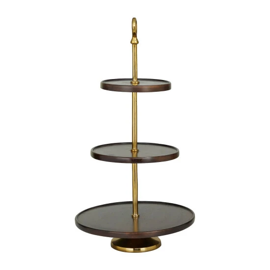 Best deal 🌟 Studio 350 Brown Wood Modern Tiered Server Brown/gold 😀 - Image 7
