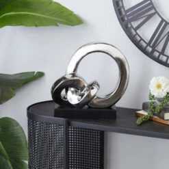 Brand new 🎉 Studio 350 Silver Porcelain Contemporary Sculpture Abstract 12 X 12 X 5 - 12 X 5 X 12 🎉