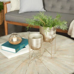 Flash Sale 👏 Studio 350 Metal Modern Planter 12 X 6 X 6 (Set Of 2) - S/2 6", 5"W Gold ✨