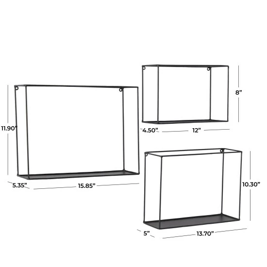 Best deal 🔥 Studio 350 Black Metal Modern Wall Shelf ( Set Of 3) - S/3 16", 14", 12"W 😀 - Image 4