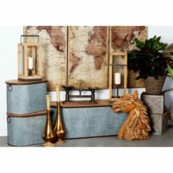 Budget 😀 Studio 350 Brown Iron Farmhouse Storage Bench (Set Of 3) - 48 X 16 X 17 🔔