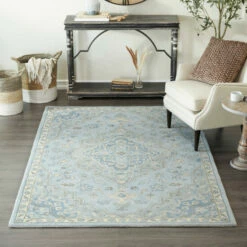 Buy 🤩 Studio 350 Blue Wool Traditional Hand Tufted Rug ⭐