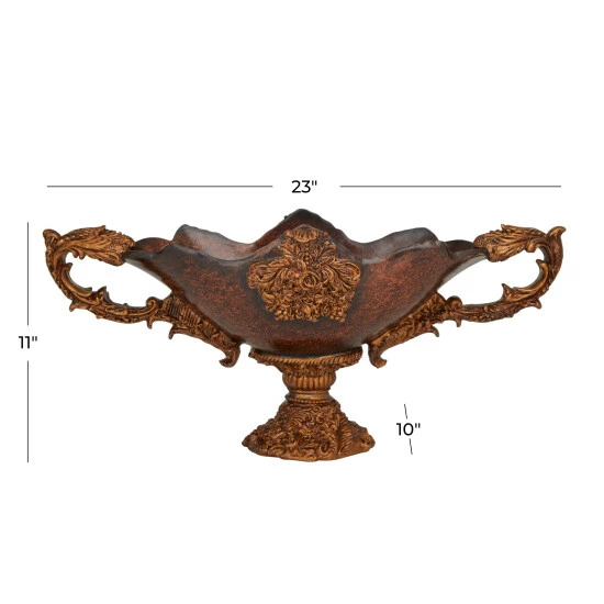 Hot Sale 🛒 Studio 350 Dark Brown Polystone Traditional Decorative Bowl - 23 X 10 X 11 👍 - Image 5