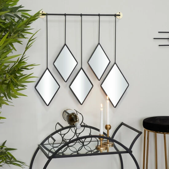 Hot Sale 🥰 Studio 350 Black Metal Contemporary Wall Mirror - 27 X 2 X 27 🎉