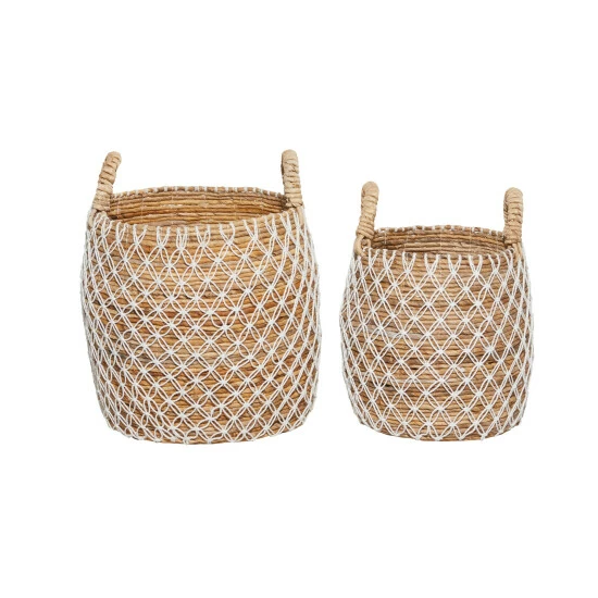 Cheapest β Studio 350 Brown Banana Leaf Coastal Storage Basket (Set Of 2) - S/2 19", 17"H π - Image 3