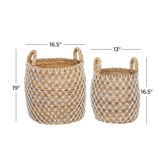 Cheapest β Studio 350 Brown Banana Leaf Coastal Storage Basket (Set Of 2) - S/2 19", 17"H π - Image 6