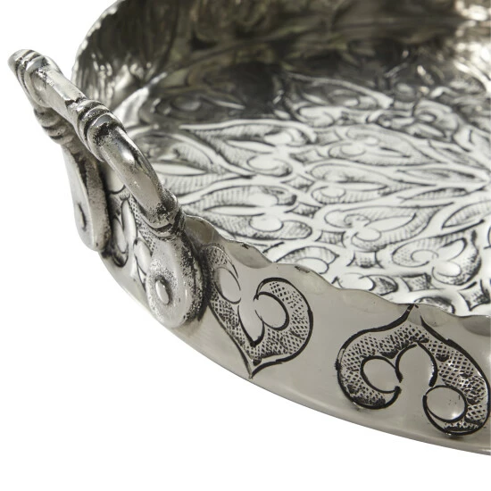 Flash Sale 😀 Studio 350 Silver Metal Traditional Tray (Set Of 3) - 16 X 14 X 3Round ⭐ - Image 4