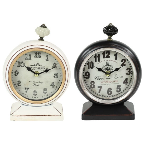 Best Sale ✔️ Studio 350 White Iron Vintage Clock No Theme (Set Of 2) - 6 X 3 X 9Round ❤️ - Image 2