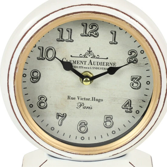 Best Sale ✔️ Studio 350 White Iron Vintage Clock No Theme (Set Of 2) - 6 X 3 X 9Round ❤️ - Image 7