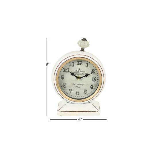 Best Sale ✔️ Studio 350 White Iron Vintage Clock No Theme (Set Of 2) - 6 X 3 X 9Round ❤️ - Image 8