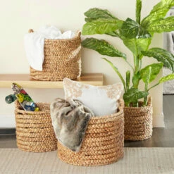 Top 10 ๐คฉ Studio 350 Brown Dried Plant Material Coastal Storage Basket (Set Of 4) - S/4 17,15,13,11"W ๐งจ