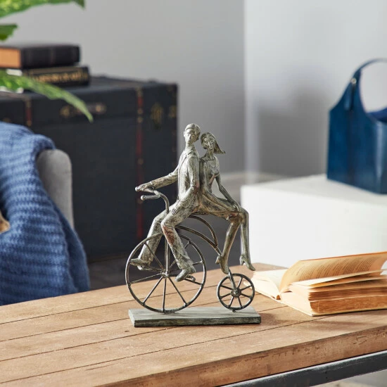 New 🔔 Studio 350 Grey Polystone Traditional Sculpture Bicycle 13 X 9 X 5 - 9 X 5 X 13 ❤️