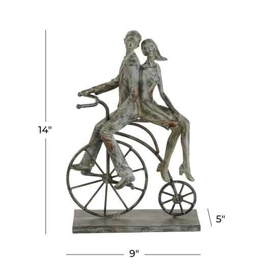New 🔔 Studio 350 Grey Polystone Traditional Sculpture Bicycle 13 X 9 X 5 - 9 X 5 X 13 ❤️ - Image 6
