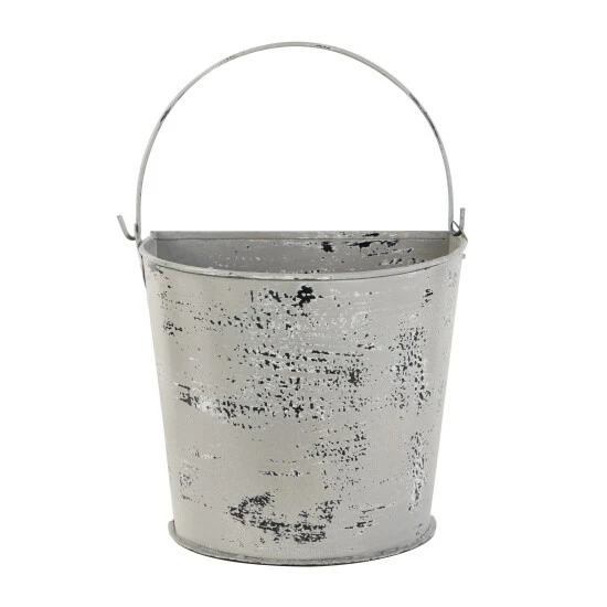 Cheapest ๐ Studio 350 Farmhouse Style Distressed White Metal Bucket Planter With Handle 11.5" X 10" ๐ - Image 2