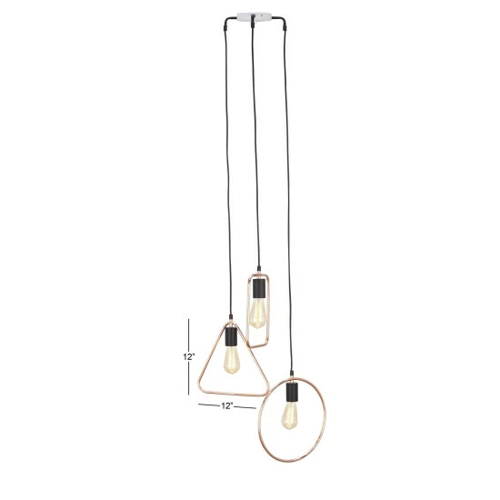 Hot Sale โค๏ธ Studio 350 Modern Metal Geometric-Shaped Tube Framed 3-Light Pendant With Bulbs Silver ๐ - Image 3