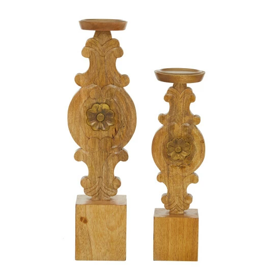 Top 10 ⌛ Studio 350 Brown Wood Natural Candle Holder Set Of 2 - 13 X 5 X 19 🌟 - Image 4
