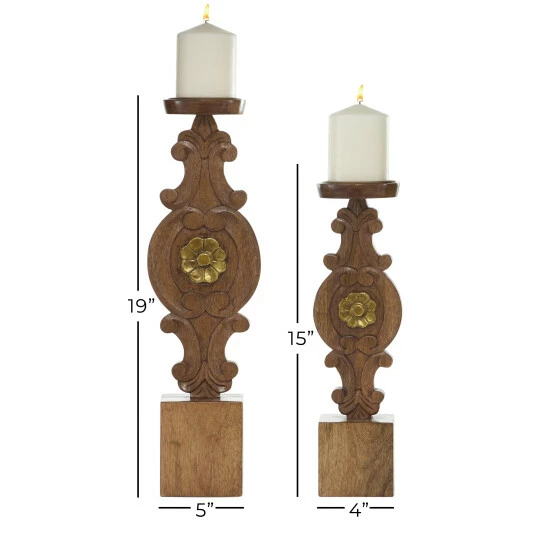 Top 10 ⌛ Studio 350 Brown Wood Natural Candle Holder Set Of 2 - 13 X 5 X 19 🌟 - Image 7