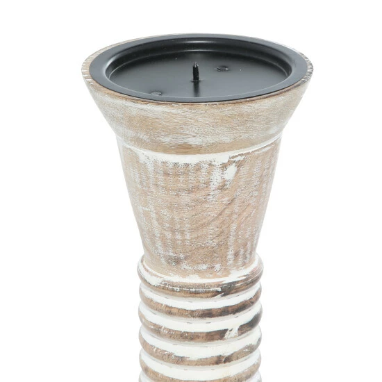 Wholesale 😍 Studio 350 Brown Wood Traditional Candle Holder (Set Of 3) - S/3 12" 15", 18"H 🔥 - Image 4