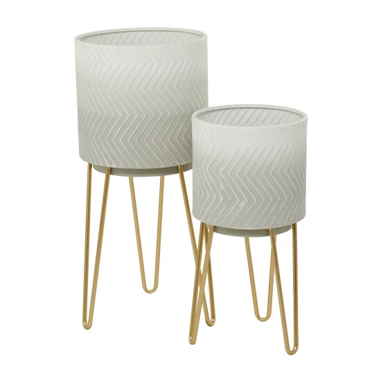 Discount 🔔 Studio 350 White Metal Modern Planter ( Set Of 2) - S/2 26", 20"H 🔥 - Image 4