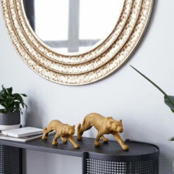 Best Pirce 🤩 Studio 350 Gold Polystone Glam Sculpture Leopard (Set Of 2) - 18 X 4 X 6 And 14 X 4 X 4 🤩