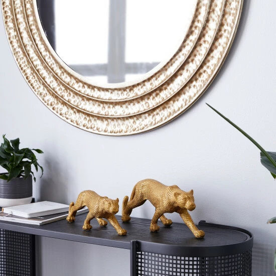 Best Pirce 🤩 Studio 350 Gold Polystone Glam Sculpture Leopard (Set Of 2) - 18 X 4 X 6 And 14 X 4 X 4 🤩