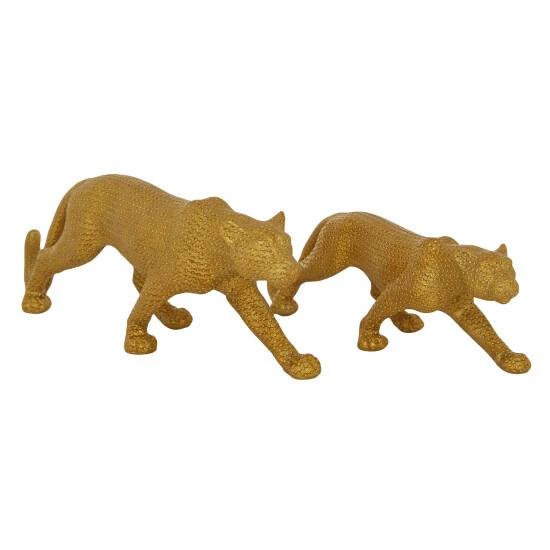 Best Pirce 🤩 Studio 350 Gold Polystone Glam Sculpture Leopard (Set Of 2) - 18 X 4 X 6 And 14 X 4 X 4 🤩 - Image 2